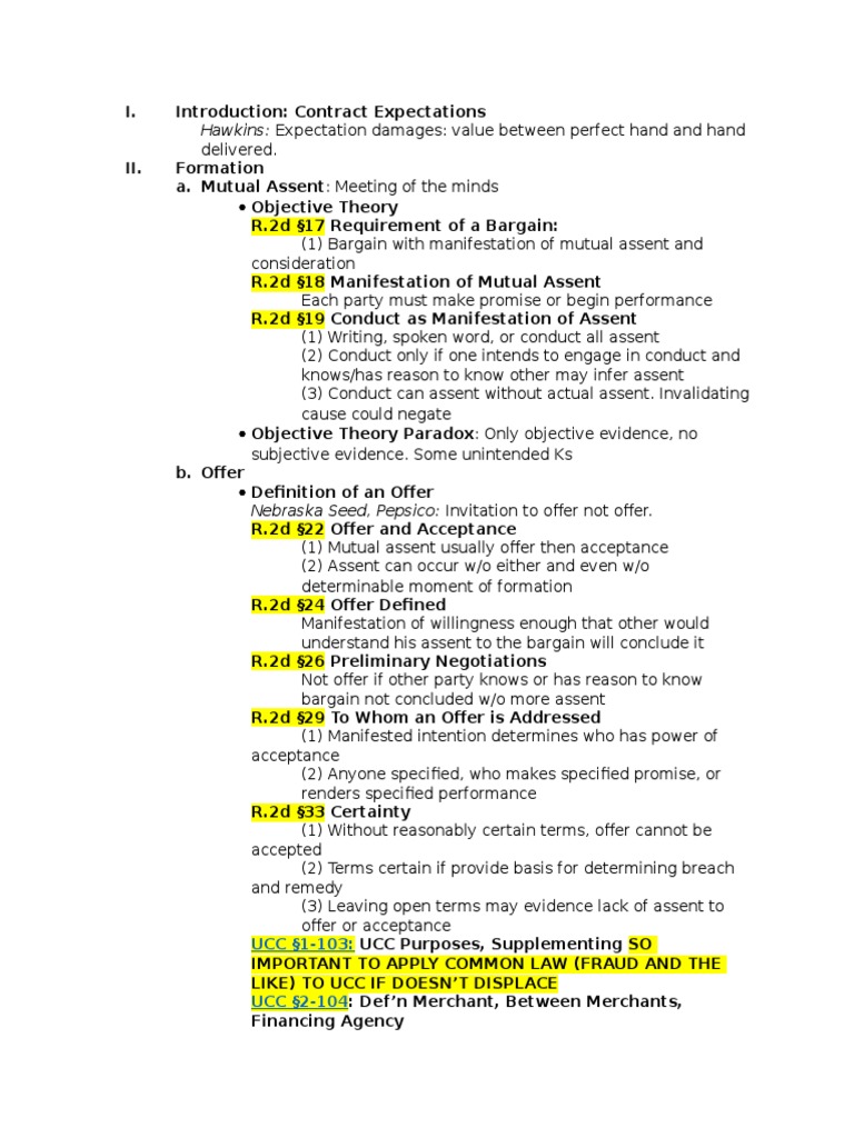 Contract Law: Formation and Acceptance | PDF | Offer And Acceptance ...