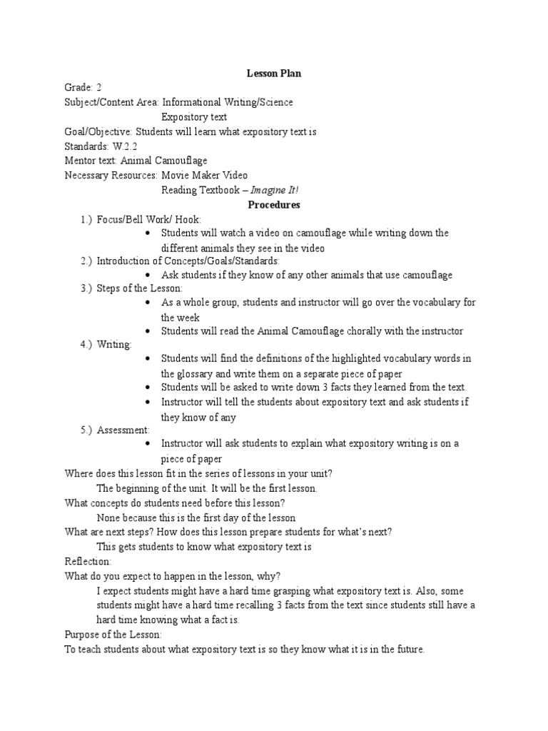Expository Writing on Animal Camouflage | PDF