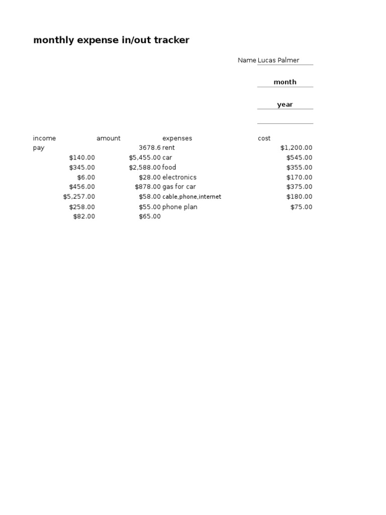 Monthly Expense Tracker Overview | PDF