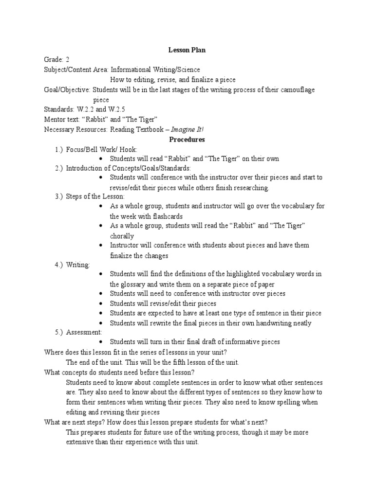 2nd Grade Informational Writing Lesson | PDF