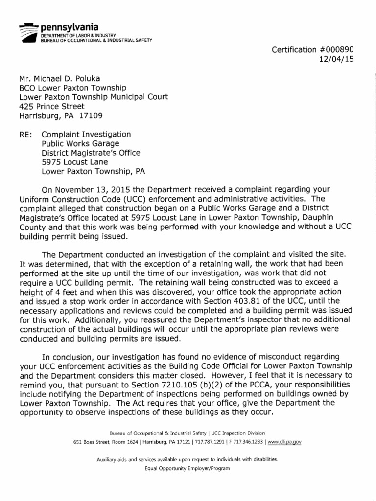 UCC Complaint Investigation Summary | PDF | Building Code ...