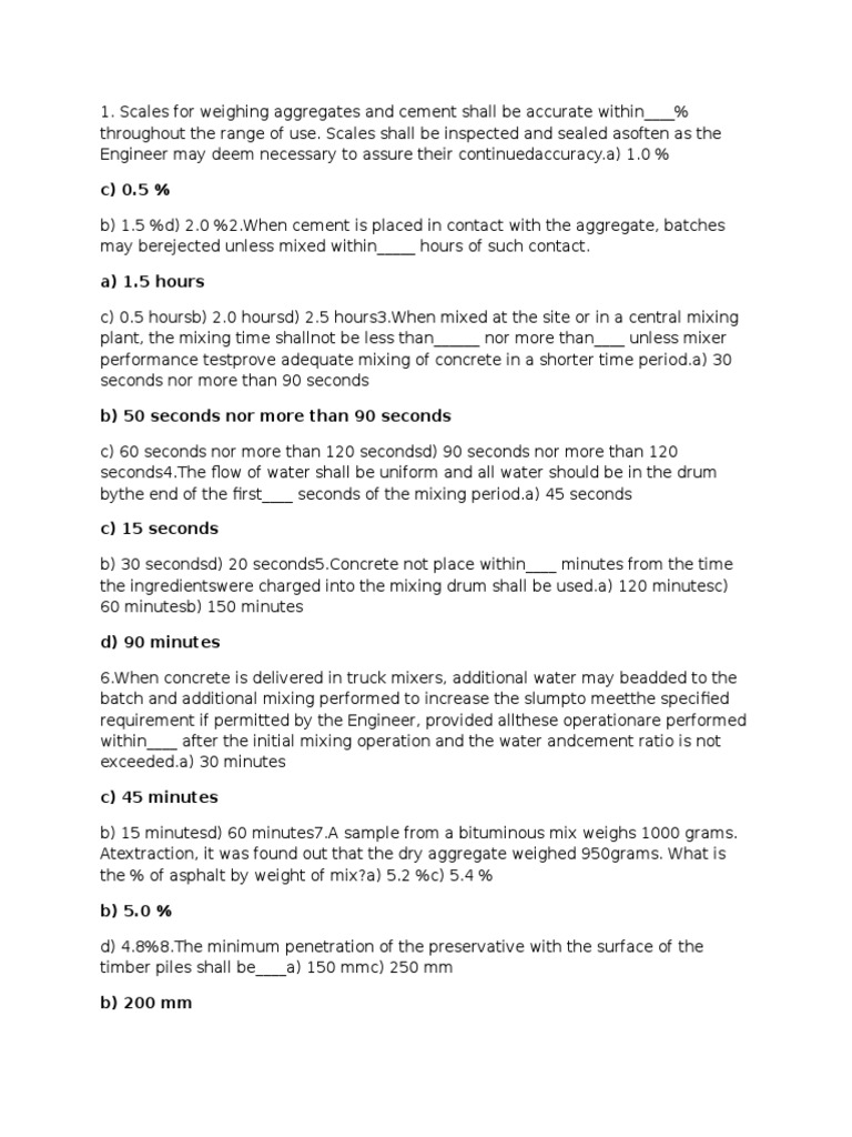 Reviewer Materials Engineer Exam Concrete Materials Free 30day