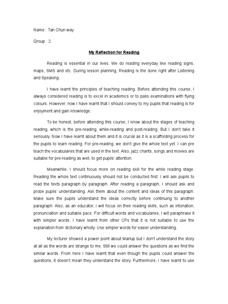 Reflective Insights on Teaching Reading | PDF | Reading (Process ...