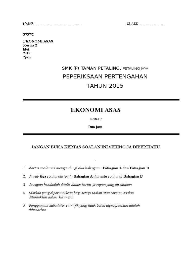 Kertas 2 Ekonomi Asas Tingkatan4 Pdf
