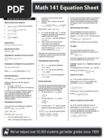 Math 141 Exam Summary Sheet