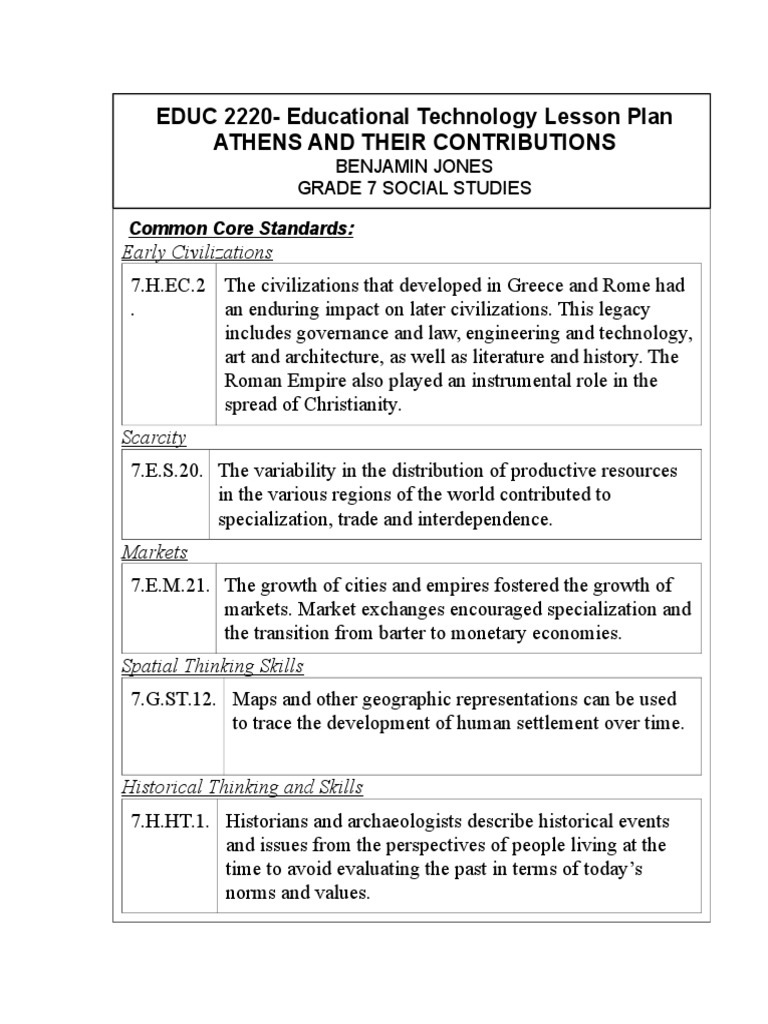 Athens: A 7th Grade Lesson Plan | PDF | Hera | Ancient Greece