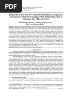 Judicial Precedent and Prevention of Contradictory Judgments: An Expository Study of Compliance With Judicial Precedent in Malaysian and Nigerian Courts