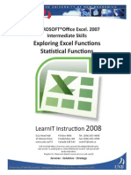 Exploring Excel Functions Statistical Functions: Learnit Instruction