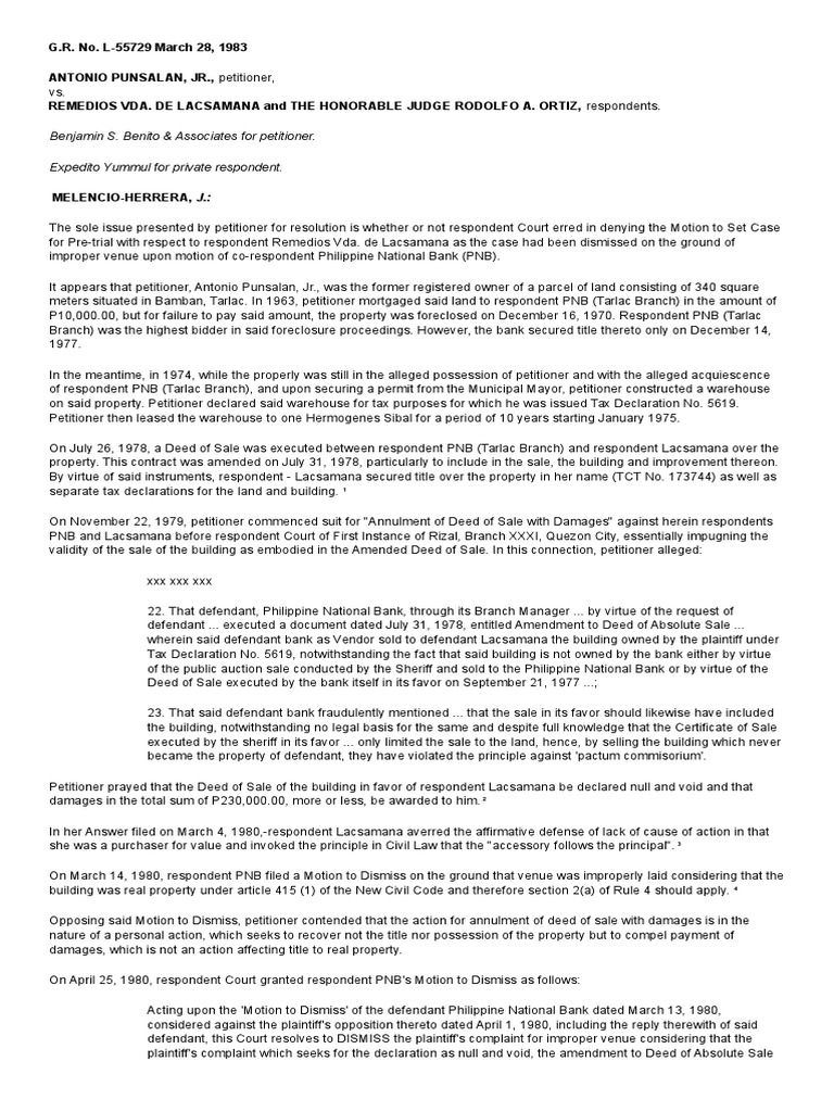 Venue Dispute in Property Sale Case | PDF | Mortgage Law | Foreclosure