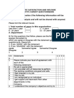 Questionaire of Employee Satisfaction and Welfare