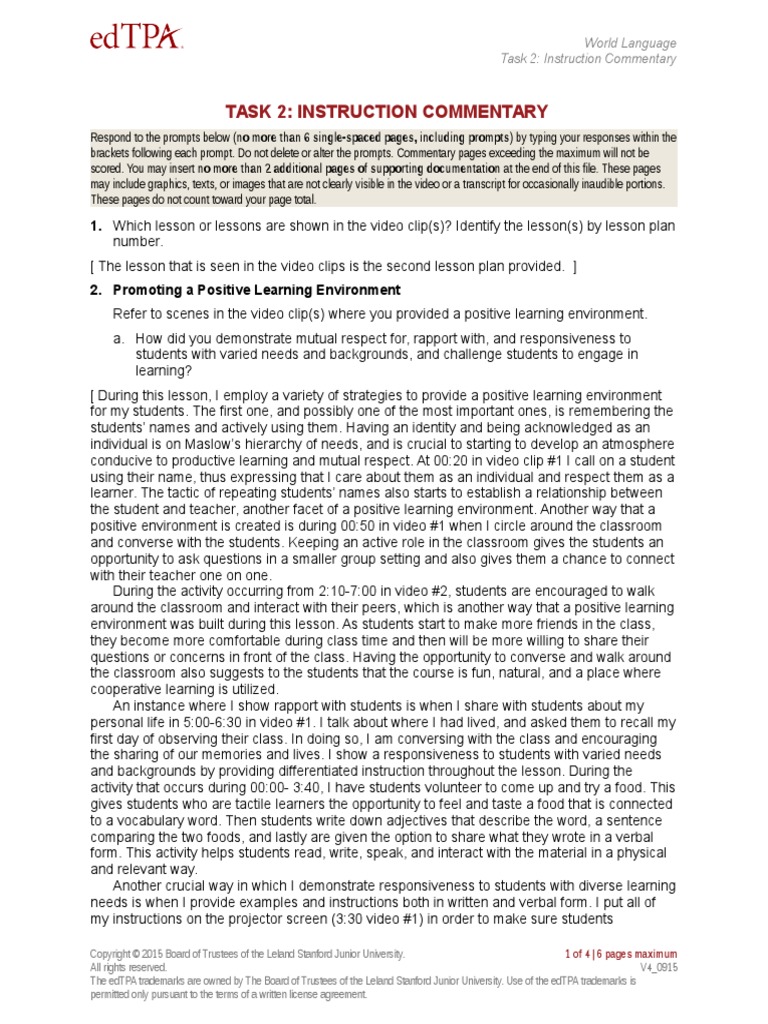 Edtpa Task 2