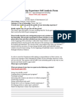 Internship Experience Self Analysis Form