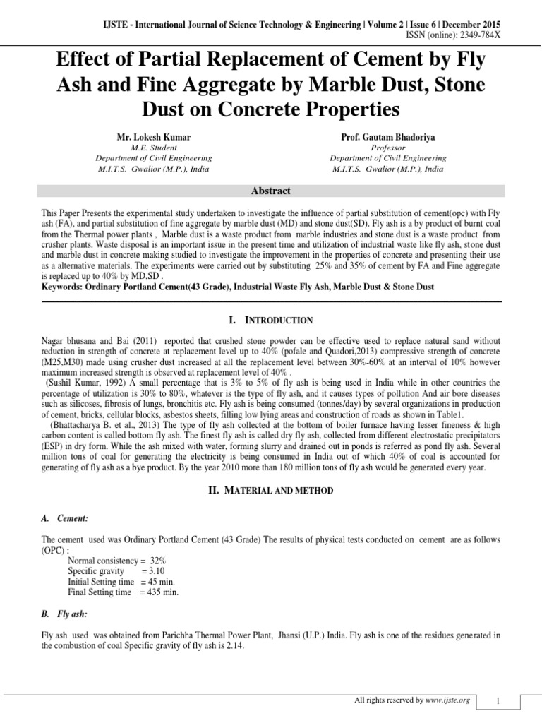 Concrete Properties with Fly Ash & Dust | PDF | Fly Ash | Construction ...
