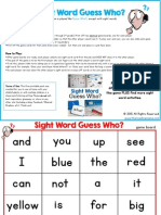 Sight Word Gues Who Printable Games