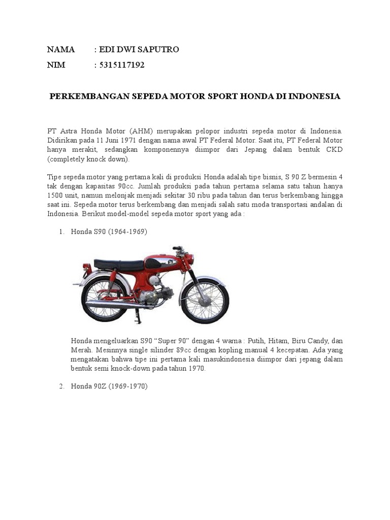 Perkembangan Sepeda  Motor  Sport Honda  Di Indonesia