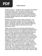 IGP response to Amnesty International