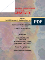 Creativity: An Analysis of Research Paper ON