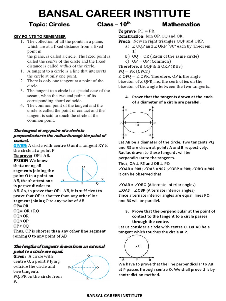Proving Tangents and Circle Properties | PDF | Circle | Perpendicular