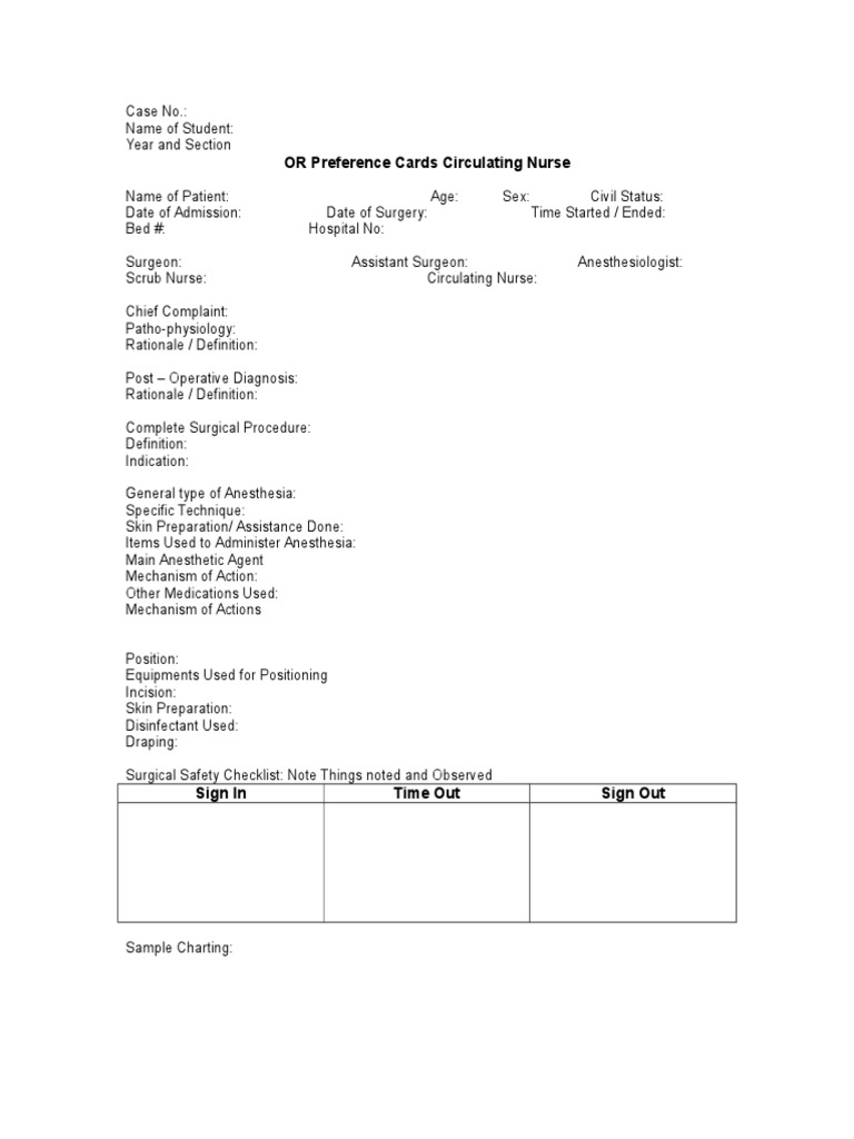OR Preference Cards Overview | PDF | Self-Improvement | Wellness