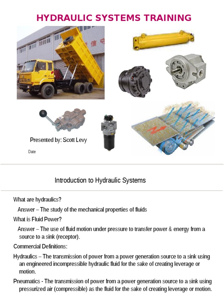 Hydraulics Training Presentation PDF Engines Rotation Around A