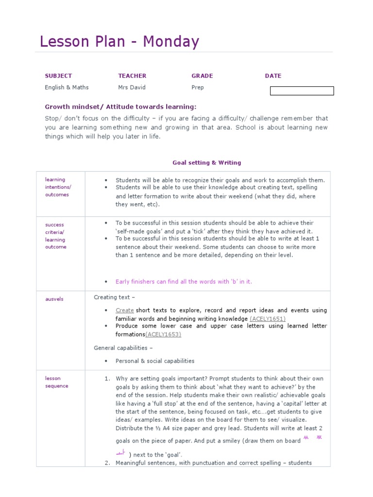 Lesson Plan For Monday | PDF | Lesson Plan | Epistemology