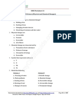 CBSE Worksheet-21 Class - VII Science (Physical and Chemical Changes)