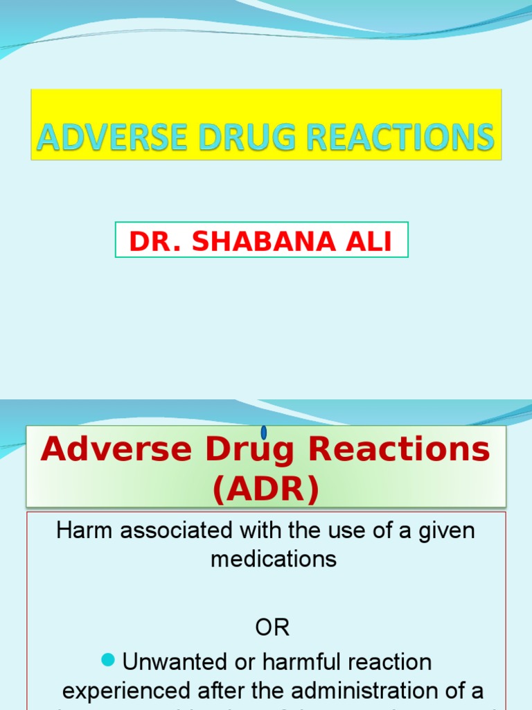Adverse Drug Reactions Pharmacology Pharmaceutical Drug