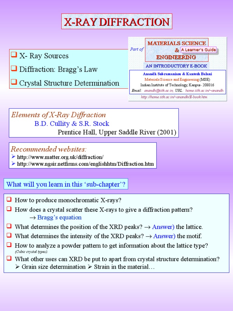 X-Ray Diffraction Basics and Applications | PDF | X Ray Crystallography ...