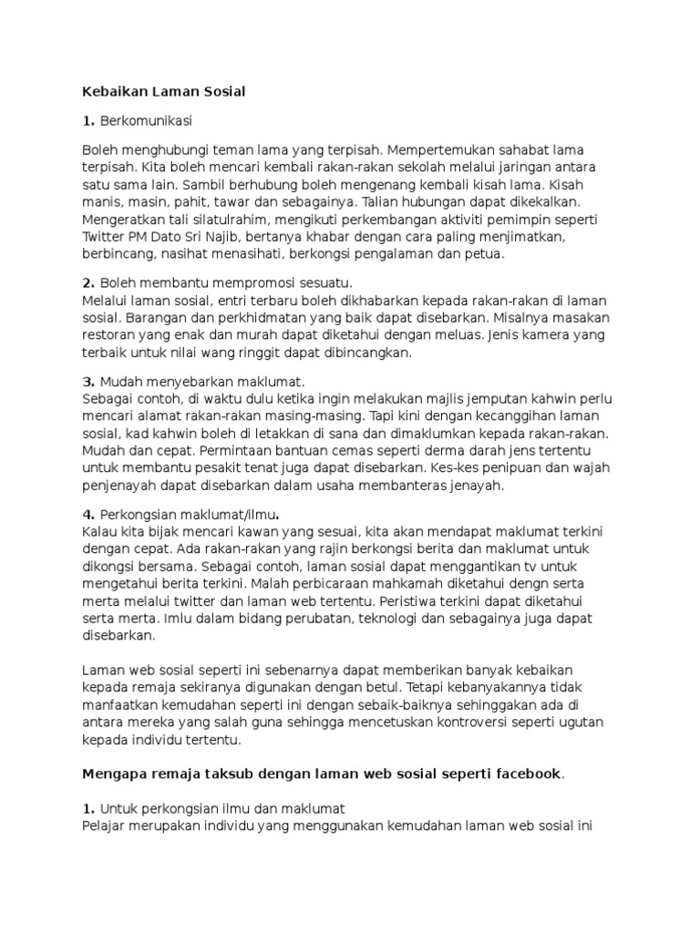 Pdf Penggunaan Facebook Dan Jalinan Hubungan Dengan Pembentukan Identiti