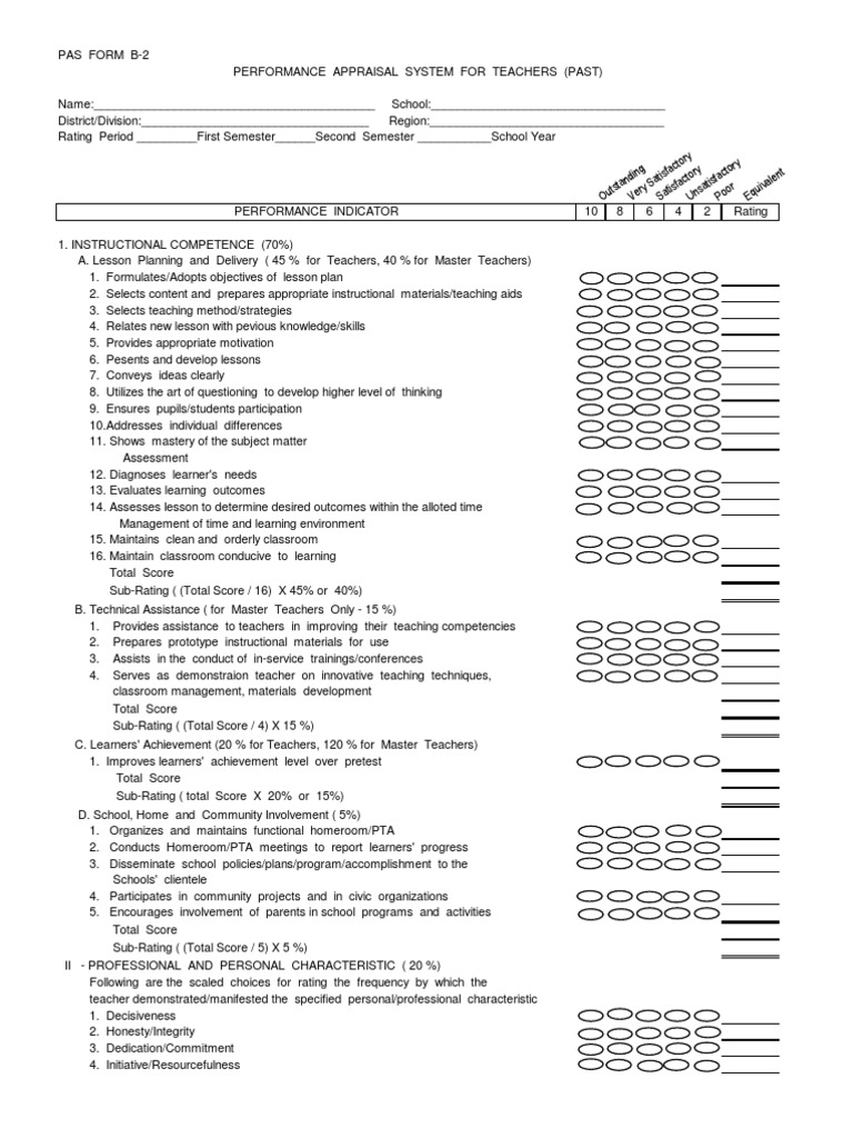 Teacher Performance Appraisal Form B-2 | PDF | Teachers | Lesson Plan