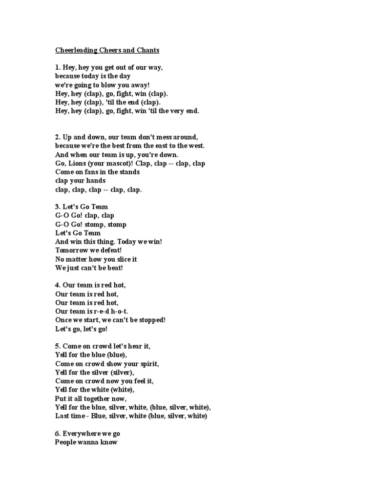 Cheerleading Cheers And Chants Pdf
