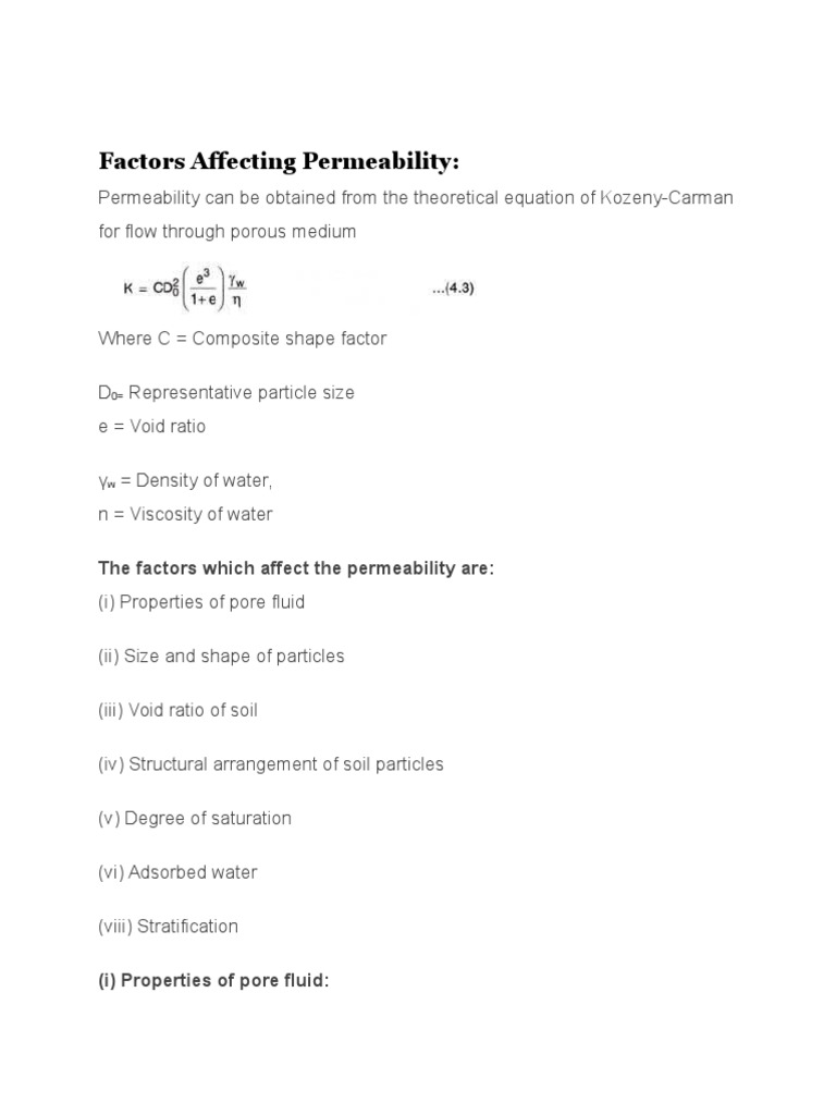 Factors Affecting Permeability | PDF | Porosity | Permeability (Earth ...