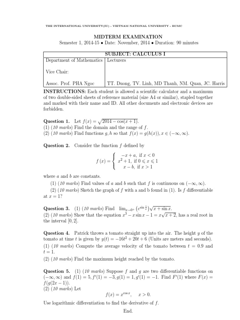 Cal1 2014 2015 S1 New PDF | PDF