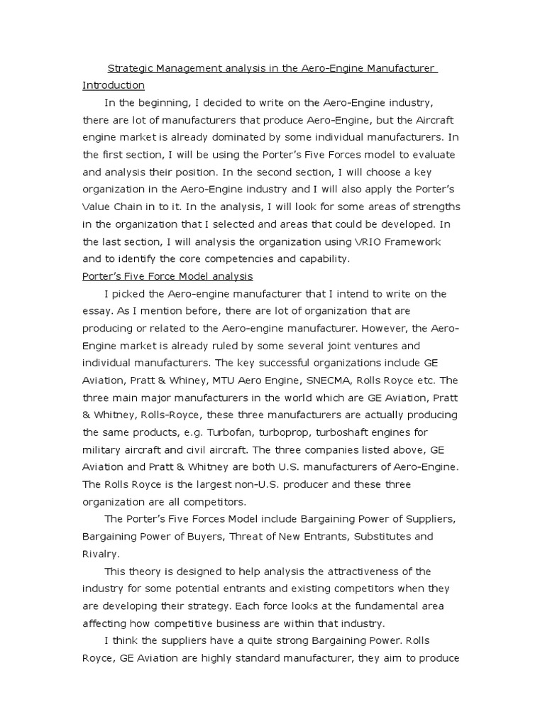 Strategic Management Analysis in The Aero-Engine Manufacturer | PDF ...