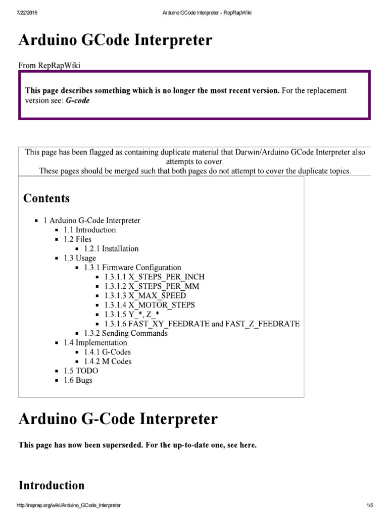 Arduino GCode Interpreter - RepRapWiki | PDF
