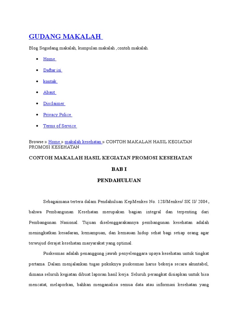 Contoh Makalah Kesehatan