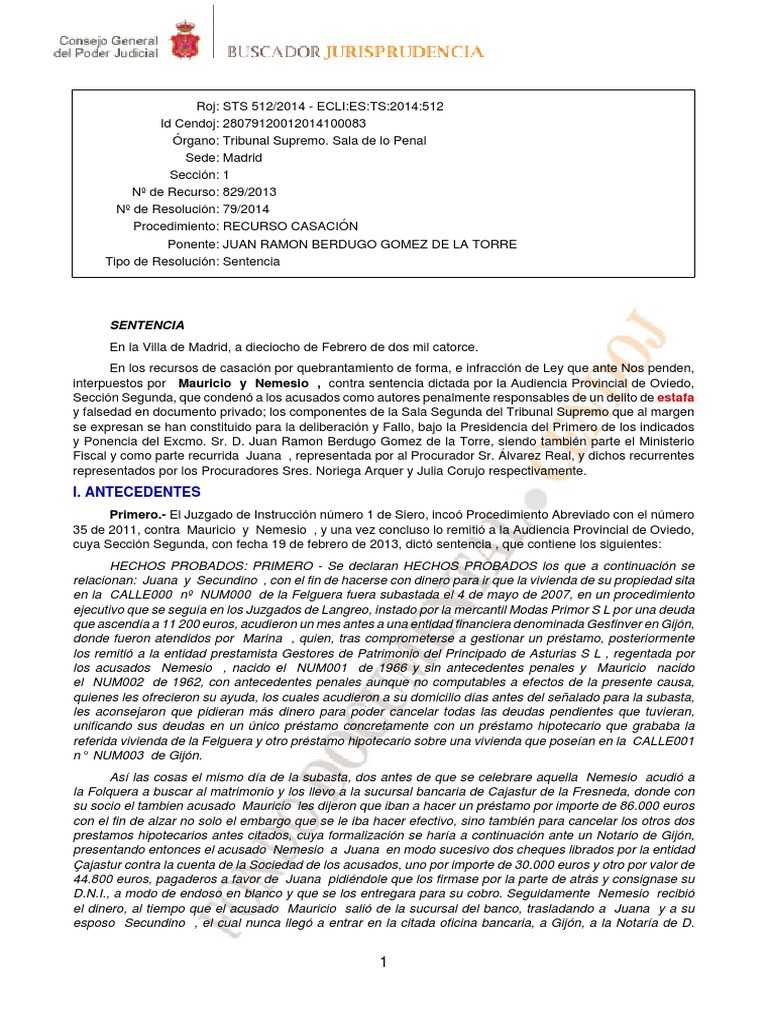 Procesal Penal Ejemplo de Sentencia. | PDF | Ley procesal | Juez