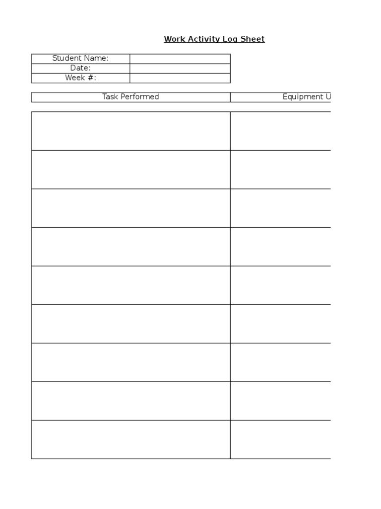 Work Activity Log Sheet | PDF