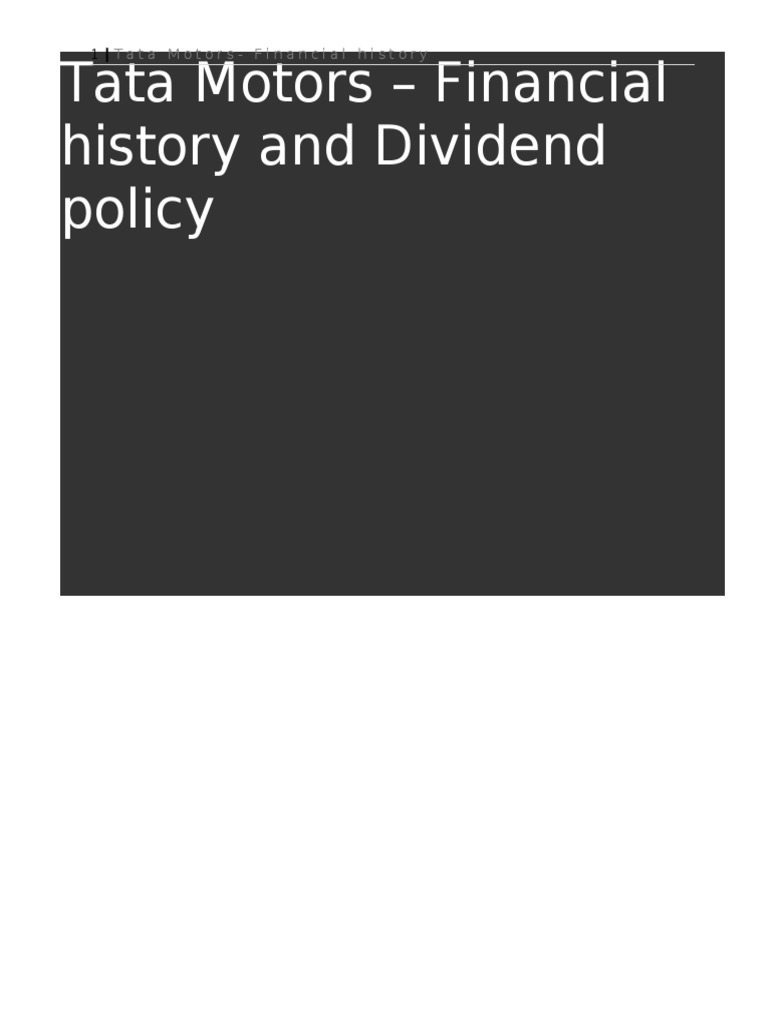 Tata Motors Financial History and Dividend Policy Case Dividend