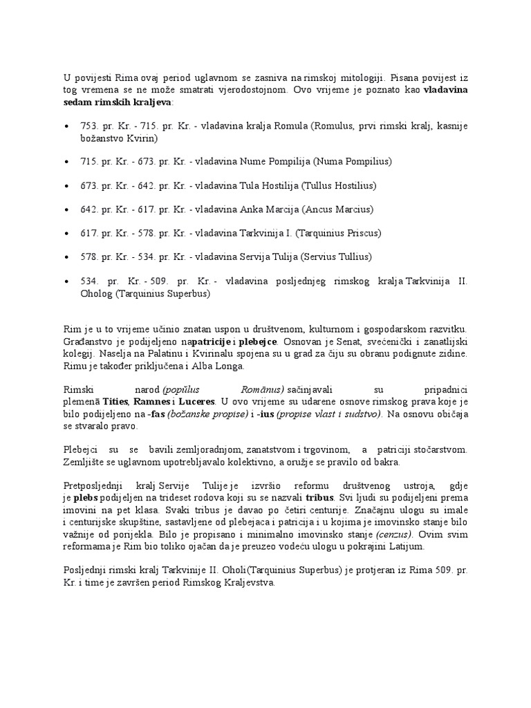 Rimsko Kraljevstvo | PDF