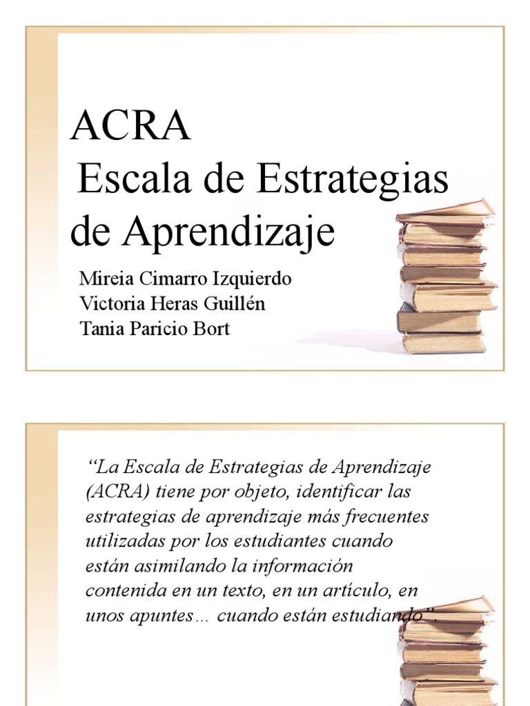 Escala ACRA: Estrategias de Aprendizaje | PDF | Aprendizaje ...