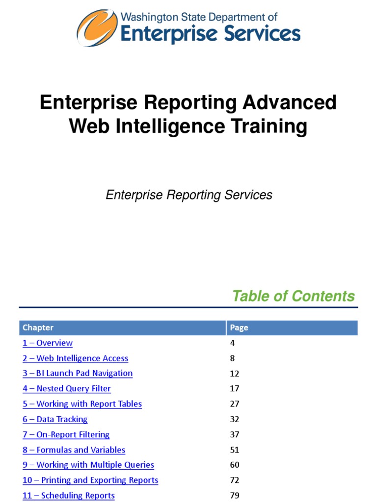 Web Intelligence Training Overview | PDF | Icon (Computing) | Tab (Gui)