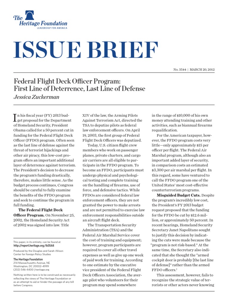 Heritage Backgrounder On Federal Flight Deck Officer Program PDF