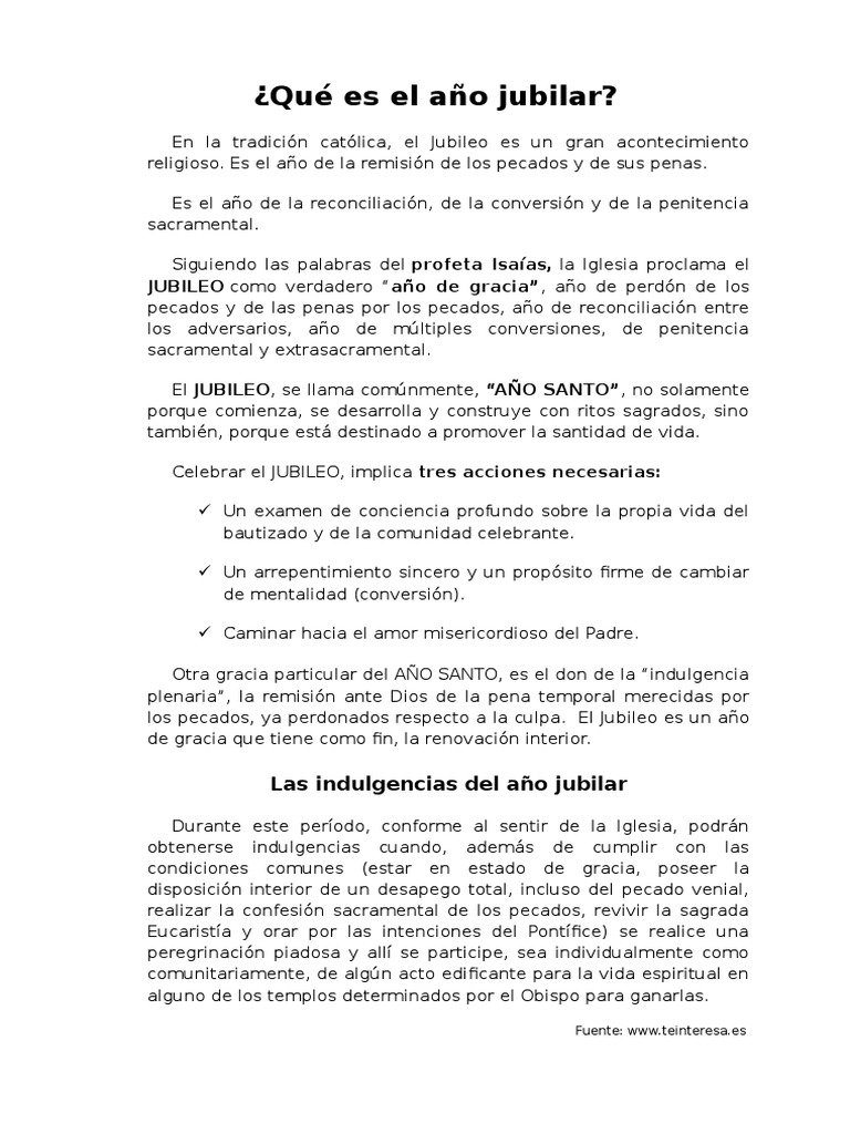 Significado del Año Jubilar Católico | PDF | Indulgencia | Penitencia