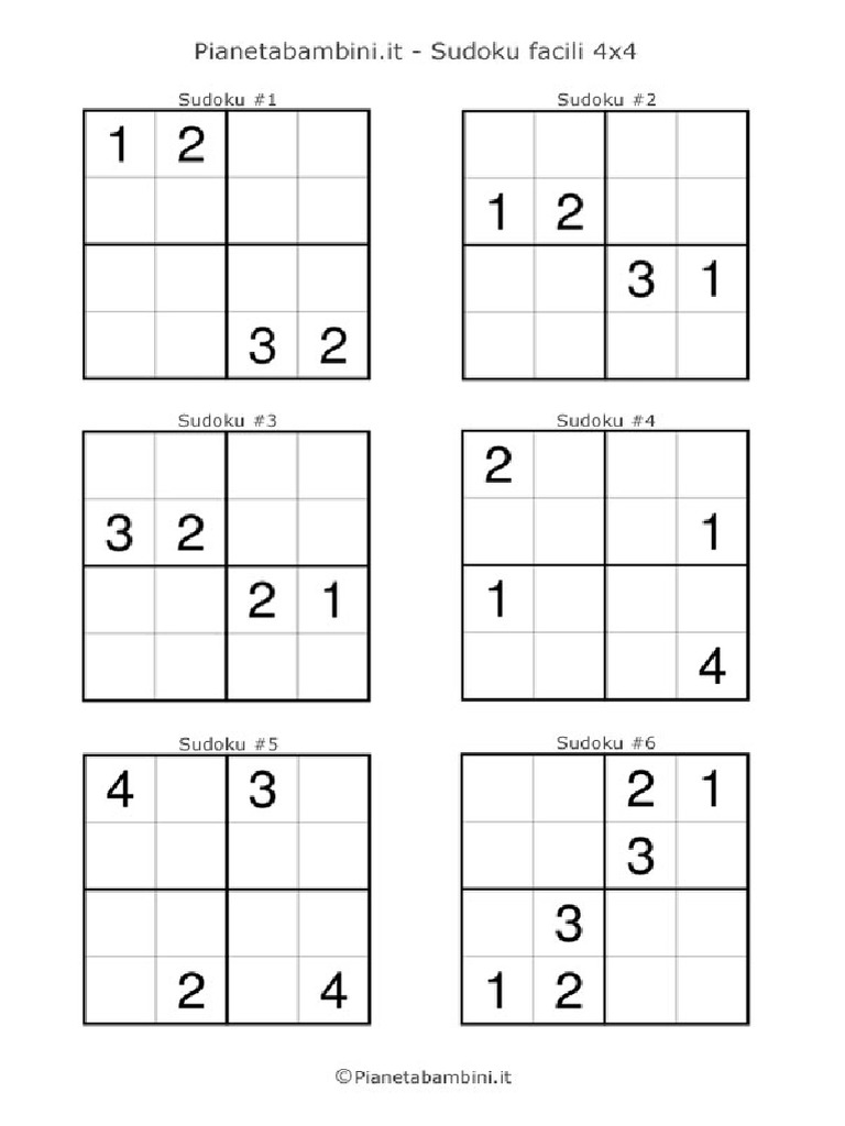 Printable 4X4 Sudoku