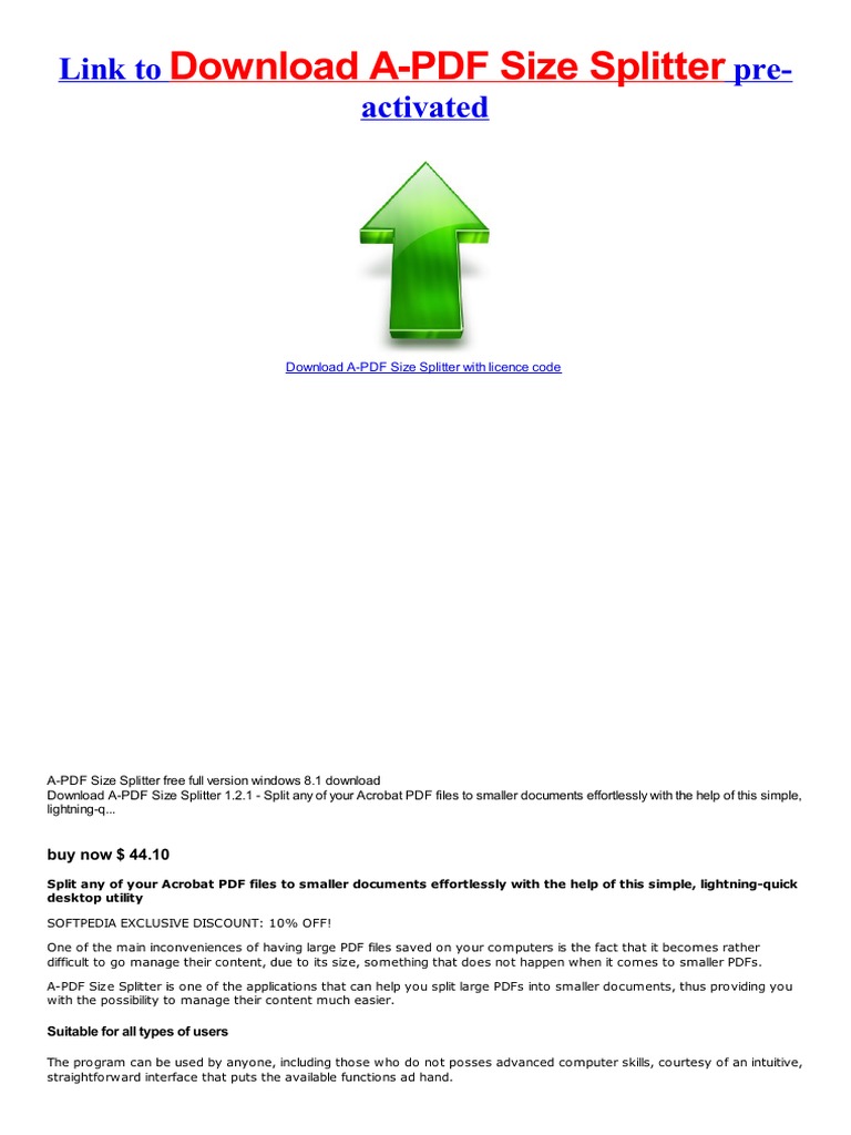 A-PDF Size Splitter Portable Pre-Activated Edition Windows 7 x32 | PDF ...