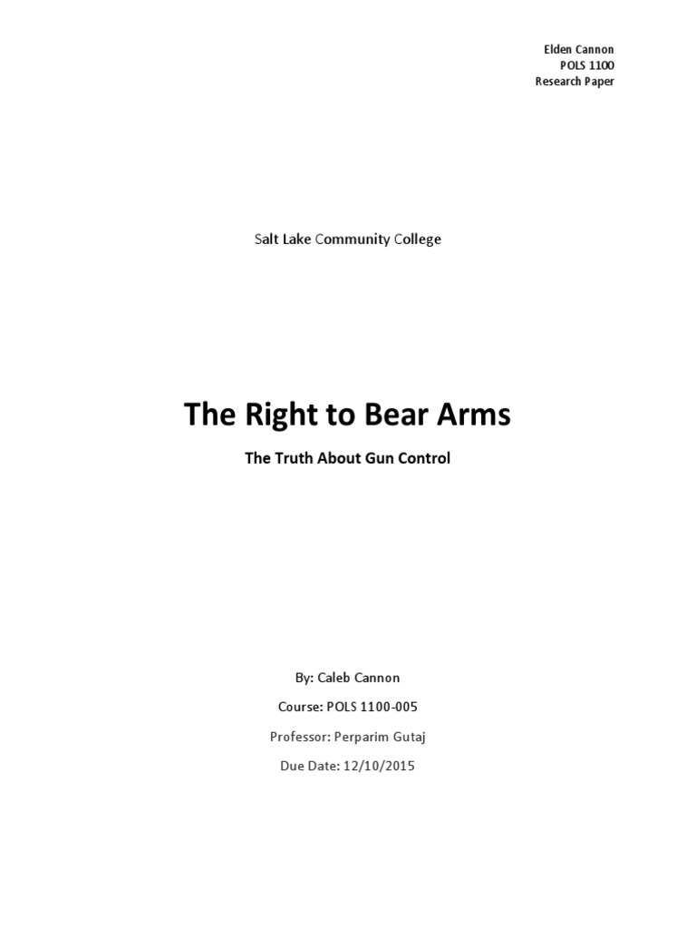 the right to bear arms research paper second draft Overview Of Gun