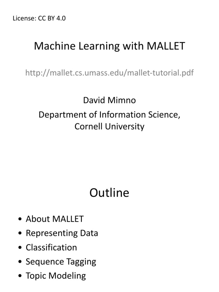Mallet Tutorial PDF Statistical Classification Areas Of Computer Science