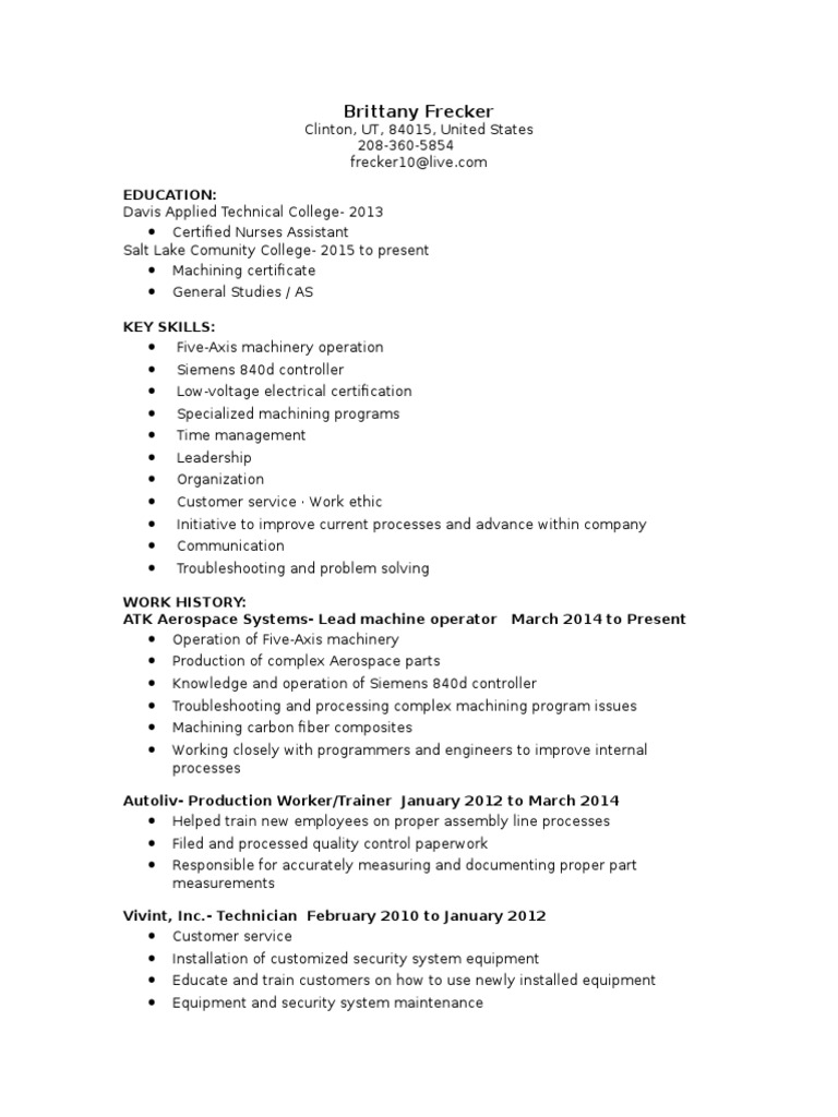 Machining Resume | PDF | Business