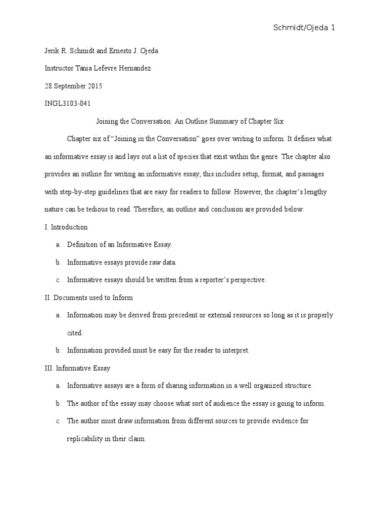 Chapter 6 outline essay example image